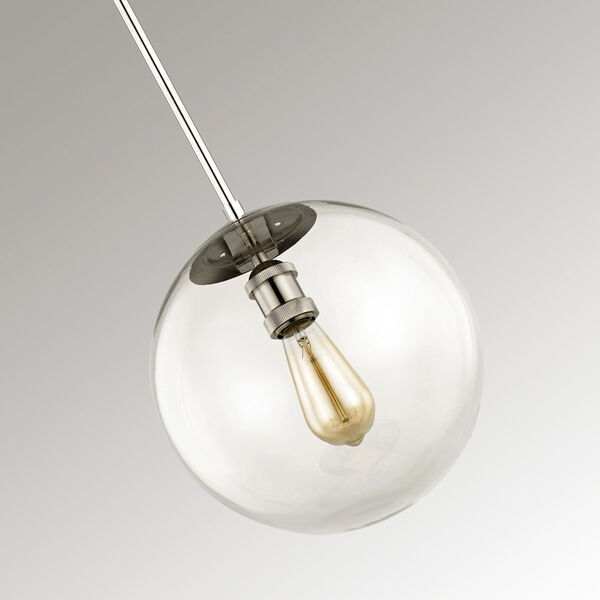 Nicollet Polished Nickel 10-Inch One-Light Mini Pendant with Clear Glass Globe, image 4