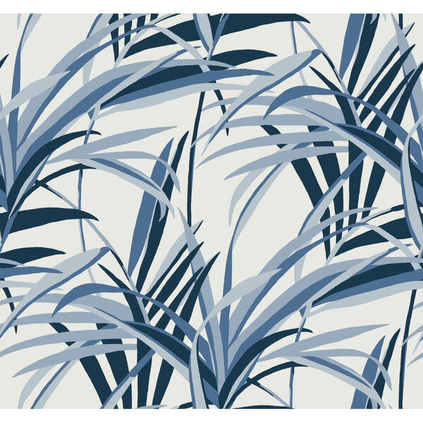 Tropics Blue White Tropical Paradise Pre Pasted Wallpaper - SAMPLE SWATCH ONLY, image 2