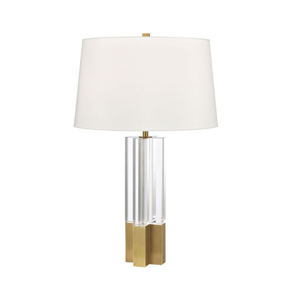 Upright Clear and Brass One-Light Table Lamp, image 1