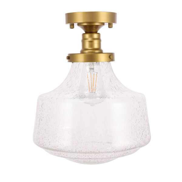 Lyle Brass 11-Inch One-Light Flush Mount with Clear Seeded Glass, image 4