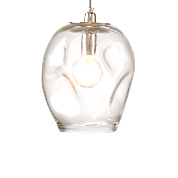 Dimpled Clear Glass with Silver Hardware One-Light Mini Pendant, image 1