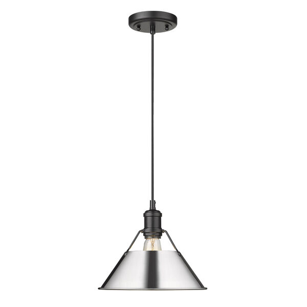 Orwell Matte Black 10-Inch One-Light Pendant with Chrome Shade, image 1