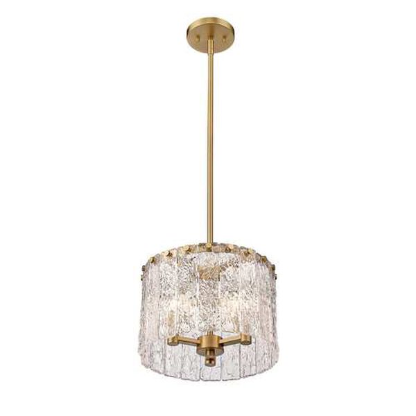 Glacier Modern Gold Three-Light Pendant with Clear Glass Shade, image 4
