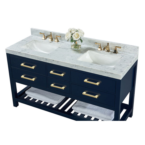 Elizabeth Heritage Blue White 60-Inch Vanity Console with Mirror, image 6