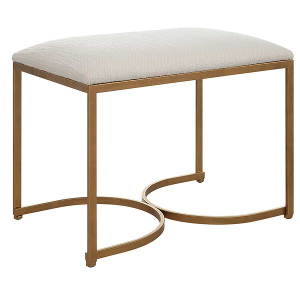 Whittier Brushed Brass and Crisp White Half Circle Accent Bench, image 4