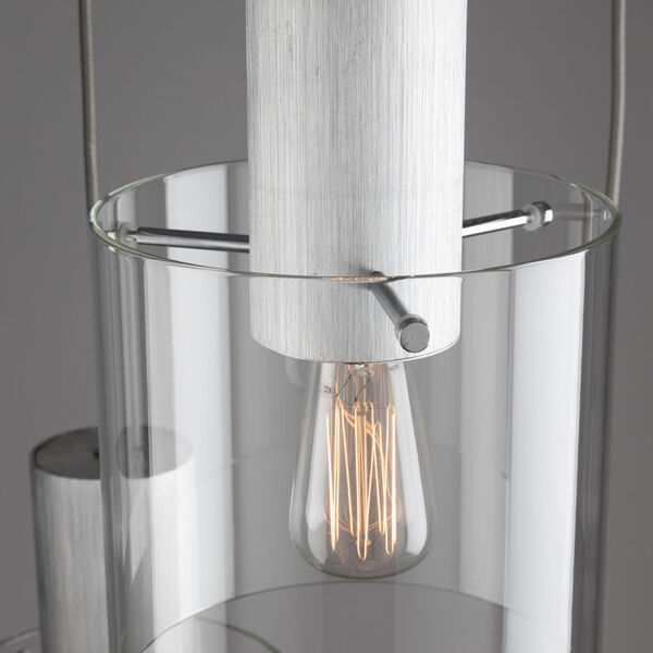Henley Brushed Aluminum and Clear Glass Three-Light Pendant, image 3