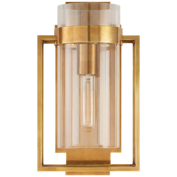 Presidio Caged Small Sconce in Hand-Rubbed Antique Brass with Clear Glass by Ian K. Fowler, image 1