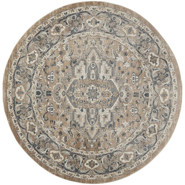 Concerto Beige Gray Round: 7 Ft. 10 In. x 7 Ft. 10 In. Area Rug, image 1