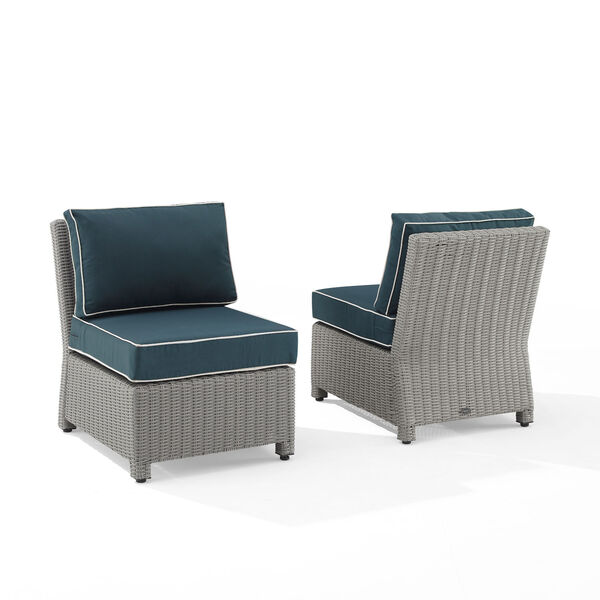 Bradenton Gray and Navy Outdoor Wicker Chair, Set of 2, image 1