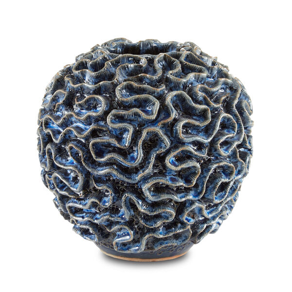 Milos Dark Blue 10-Inch Ceramic Vase, image 1