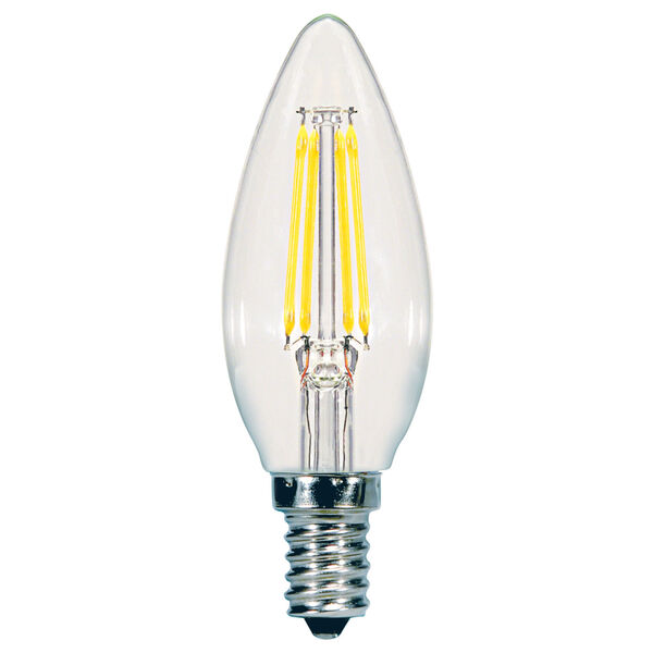 SATCO Clear LED C11 Candelabra 5.5 Watt LED Filament Bulb with 3000K 500 Lumens 80 CRI and 360 Degrees Beam, image 1