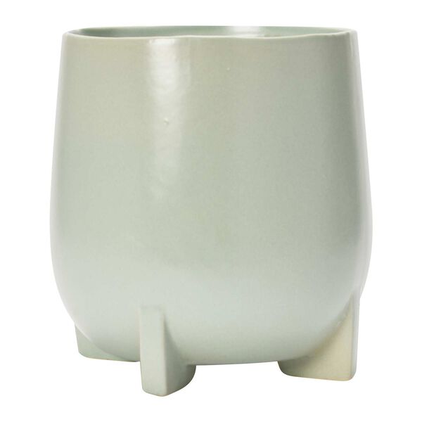 Greige Stoneware Eight-Inch Footed Planter, image 4