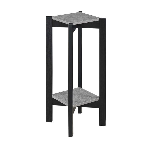 Planters and Potts Faux Cement Black Particle Board Deluxe Square Plant Stand, image 1