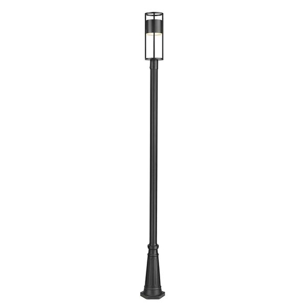 Luca Black LED Outdoor Post Mounted Fixture with Etched Glass Shade, image 3