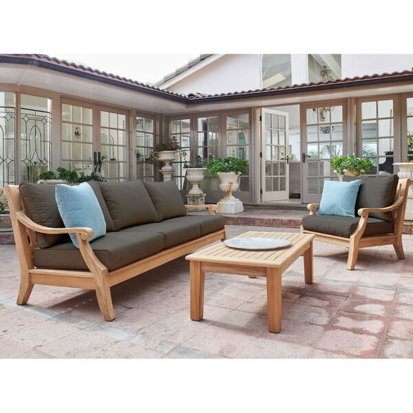 Sonoma Natural Teak Deep Seating Outdoor Sofa with Sunbrella Charcoal Cushion, image 3