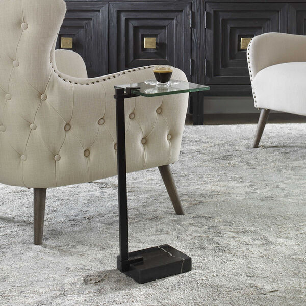 Butler Black End Table with Tempered Glass Top, image 2