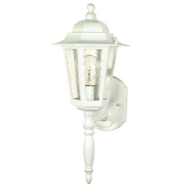 Evelyn White 18-Inch One-Light Outdoor Wall Sconce with Seeded Glass, image 1