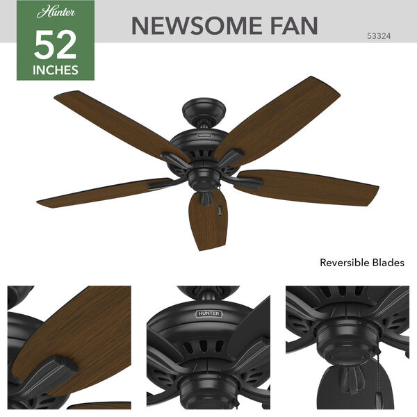 Newsome Black 52-Inch Adjustable Ceiling Fan, image 4