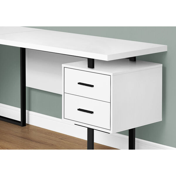 White and Black 71-Inch L-Shaped Computer Desk, image 3
