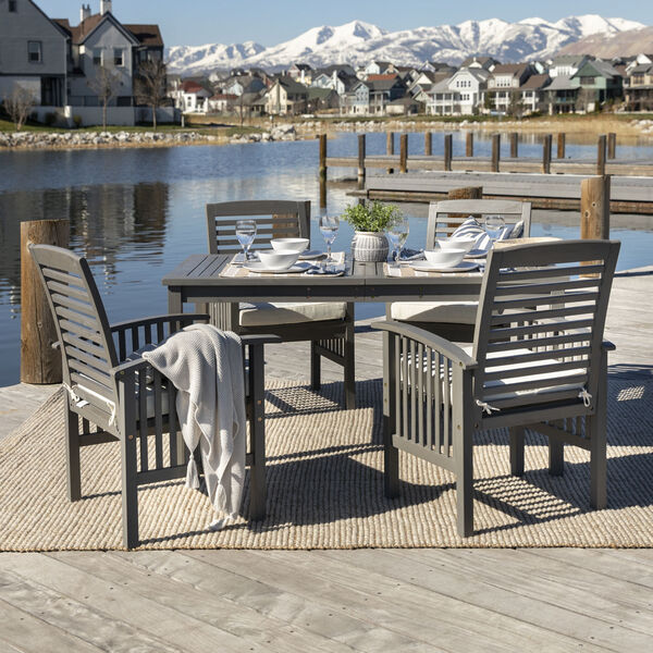 Gray Wash 32-Inch Five-Piece Simple Outdoor Dining Set, image 1