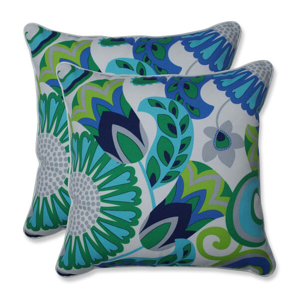 Sophia Green Blue Gray 18-Inch Throw Pillow, Set of Two, image 1