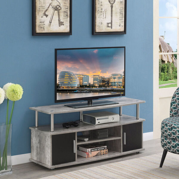 Design2Go Faux Birch and Black TV Stand, image 2