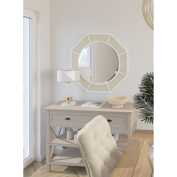 Nicki Cane and White Wood 38-Inch x 38-Inch Wall Mirror, image 4