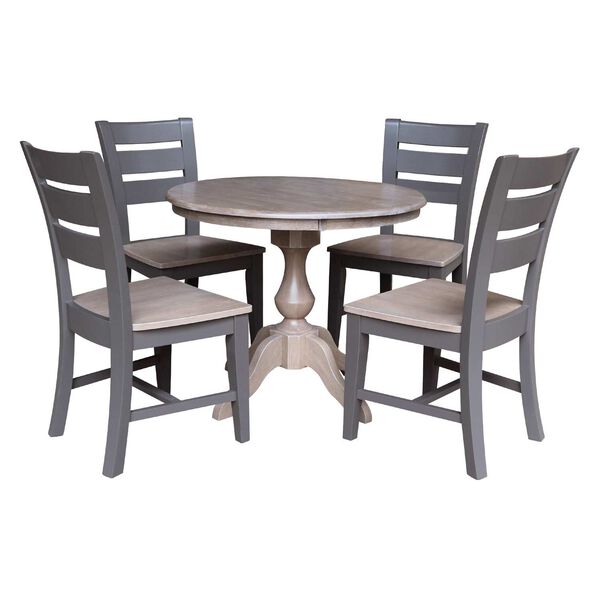 Parawood III Washed Gray Clay Taupe 36-Inch  Round Top Pedestal Table with Four Chairs, image 1