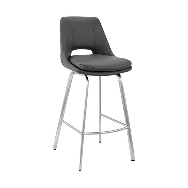 Carise Brushed Stainless Steel Gray Bar Stool, image 1