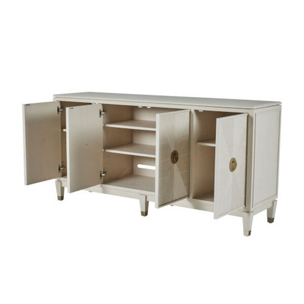 Strella Stainless Champagne and Cerused White Cabinet, image 2