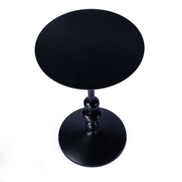 Zara Black Distressed Round Iron Pedestal End Table, image 3