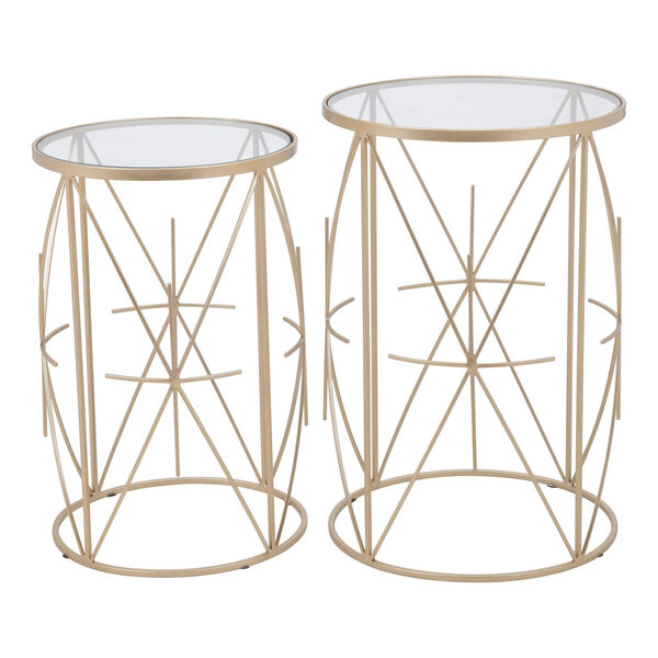 Hadrian Clear and Gold Side Table, Set of Two, image 3