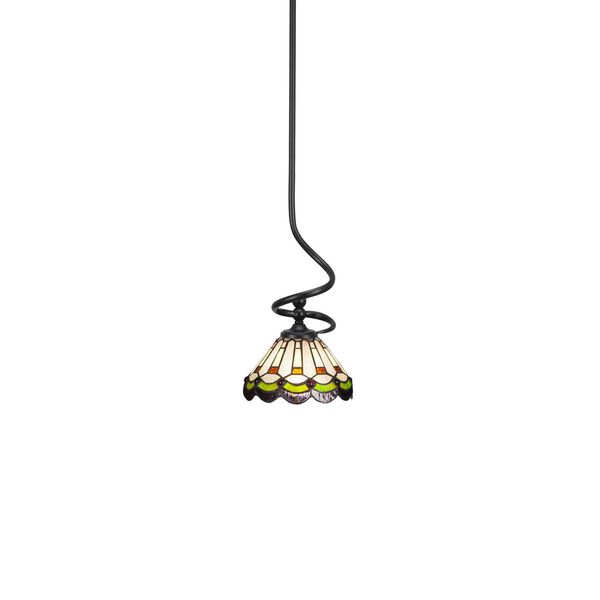 Capri Matte Black One-Light Mini Pendant with Cyprus Art Glass, image 1