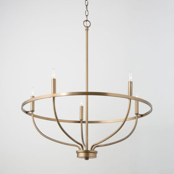 HomePlace Greyson Aged Brass 29-Inch Five-Light Chandelier, image 2
