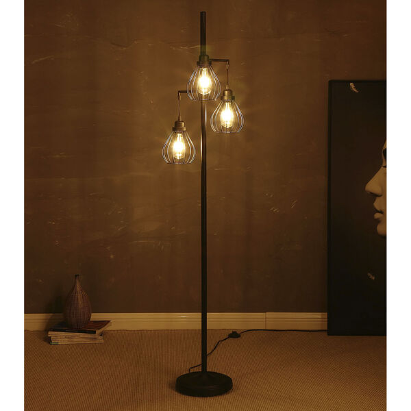 Teardrop Black Three-Light LED Floor Lamp, image 4