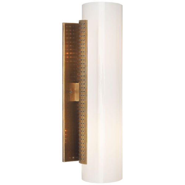 Precision Cylinder Sconce in Antique-Burnished Brass with White Glass by Kelly Wearstler, image 1