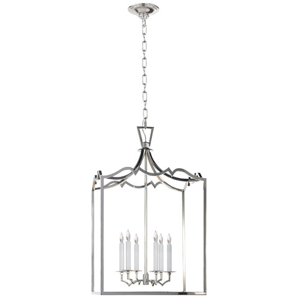 Darlana Large Fancy Lantern in Polished Nickel by Chapman and Myers, image 1