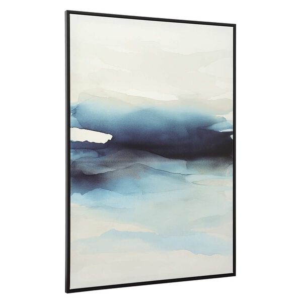 Waves Gray Blue Framed Canvas Abstract Art, image 3