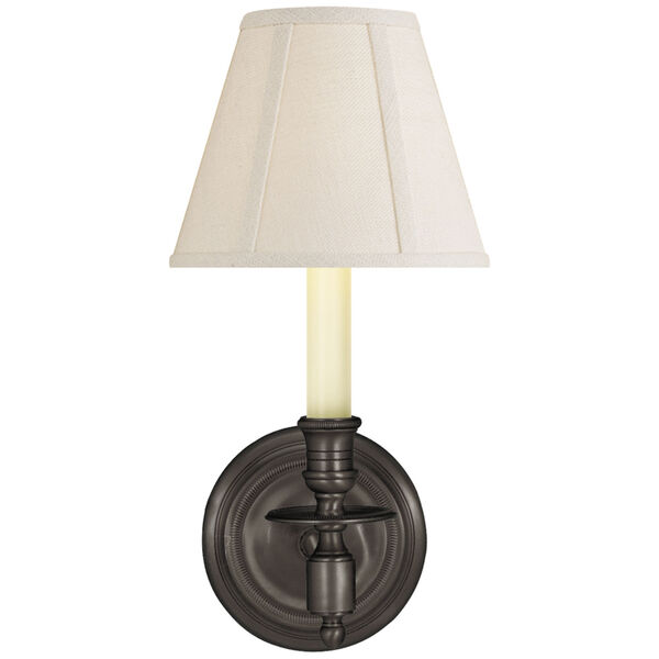 French Single Sconce in Bronze with Linen Shade by Studio VC, image 1