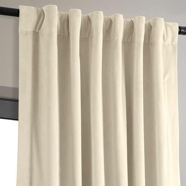 Alabaster Beige Blackout Velvet Pole Pocket Single Panel Curtain 50 x 84, image 12