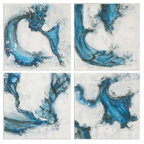 Swirls In Blue by Grace Feyock: 20 x 20-Inch Abstract Wall Art, Set of Four, image 2