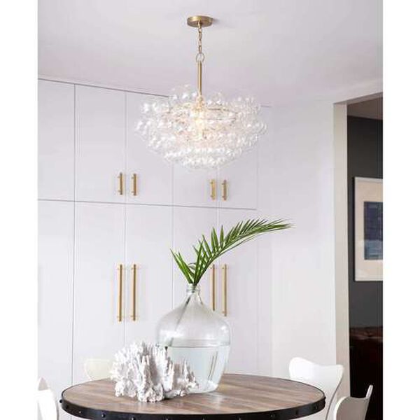 Bubbles Clear and Natural Brass One-Light Chandelier, image 6