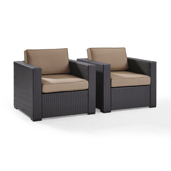 Biscayne 2 Person Outdoor Wicker Seating Set in Mocha - Two Outdoor Wicker Chairs, image 1
