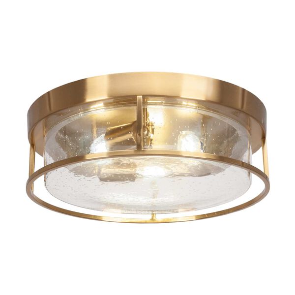 New Age Brass Three-Light Flush Mount with Clear Bubble Glass, image 1