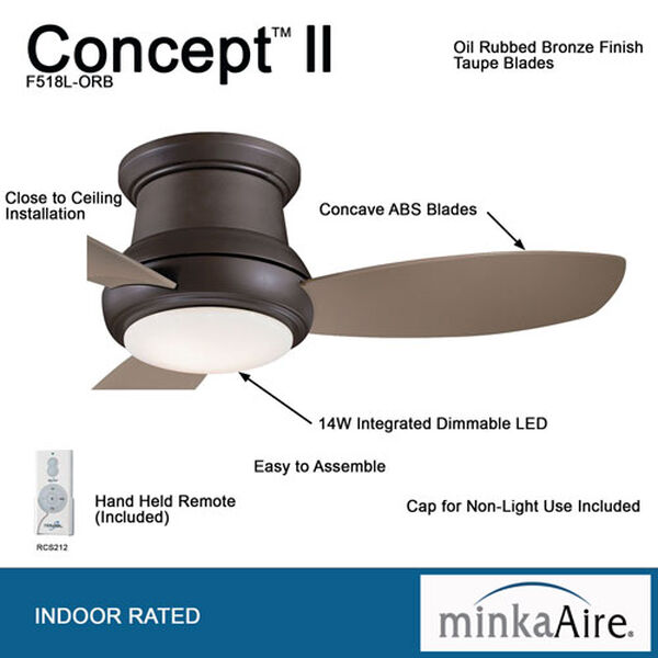 Concept II Oil Rubbed Bronze 44-Inch LED Ceiling Fan, image 4