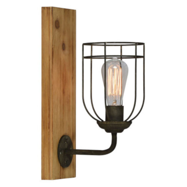 Jackson Washed Wood and Black One-Light Wall Sconce, image 1