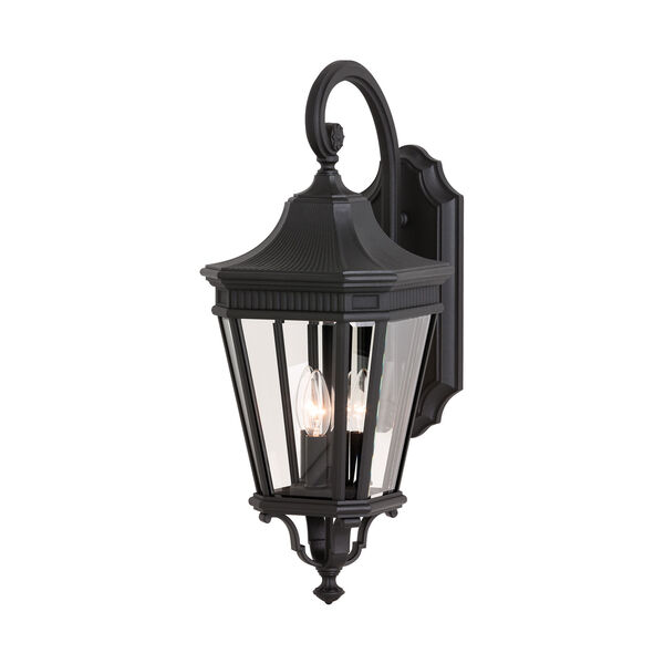 Cotswold Lane Black Outdoor Three-Light Wall Lantern - Width 9.5 Inches, image 1