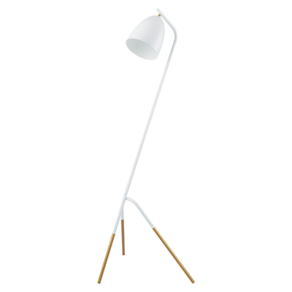 Westlinton White and Gold Leaf One-Light Floor Lamp with White Metal Shade, image 1