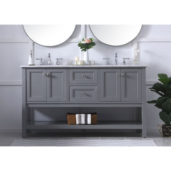 Metropolis Gray 60-Inch Vanity Sink Set, image 2