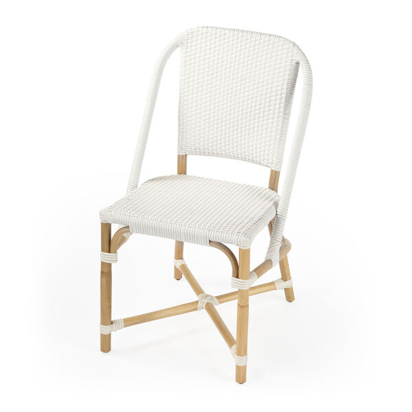 Tenor White and Beige Rattan Dining Chair, image 1